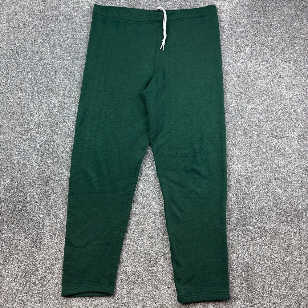 Vintage Russell Athletic Sweatpants Mens Medium Green Fleece Warm Up Track USA